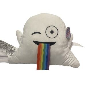 expressions‎ plush pillow white rainbow stuffed ghost